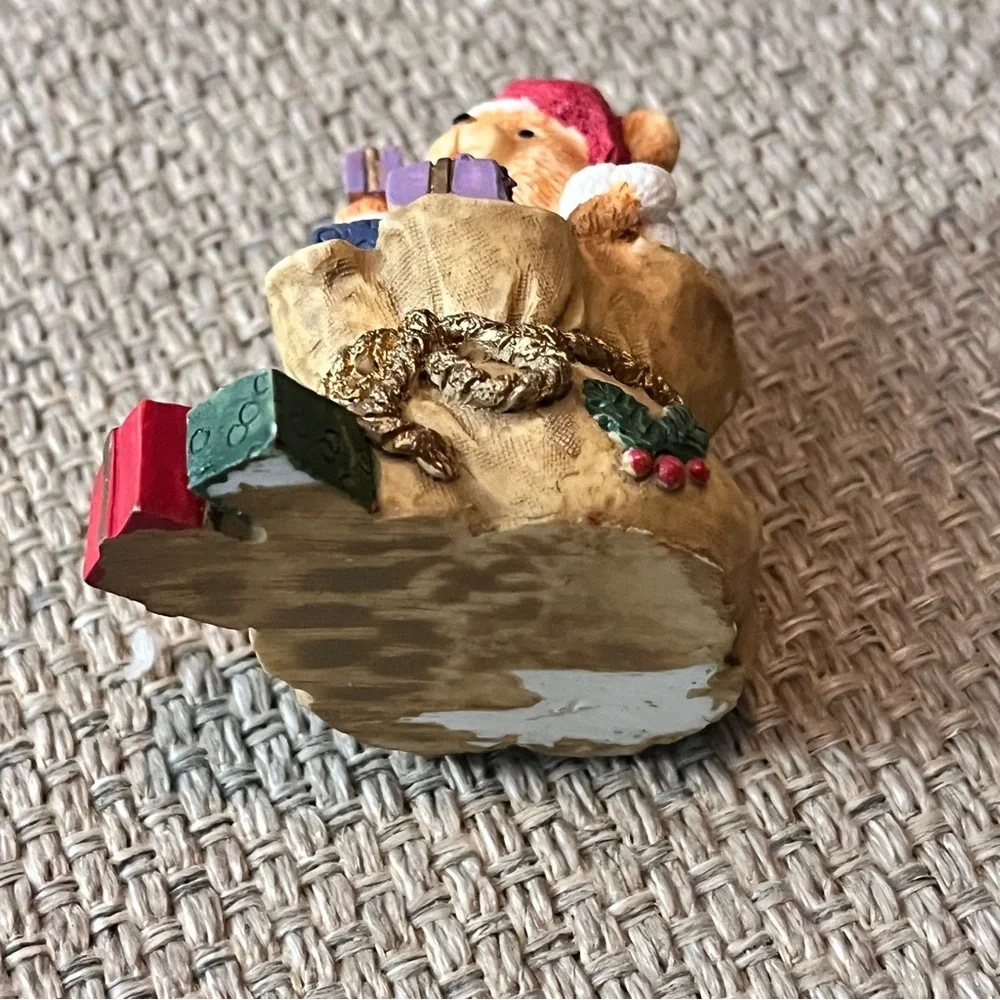 Vintage Christmas Figurine Bear Sack of Toys Cute Classic Traditional Holiday